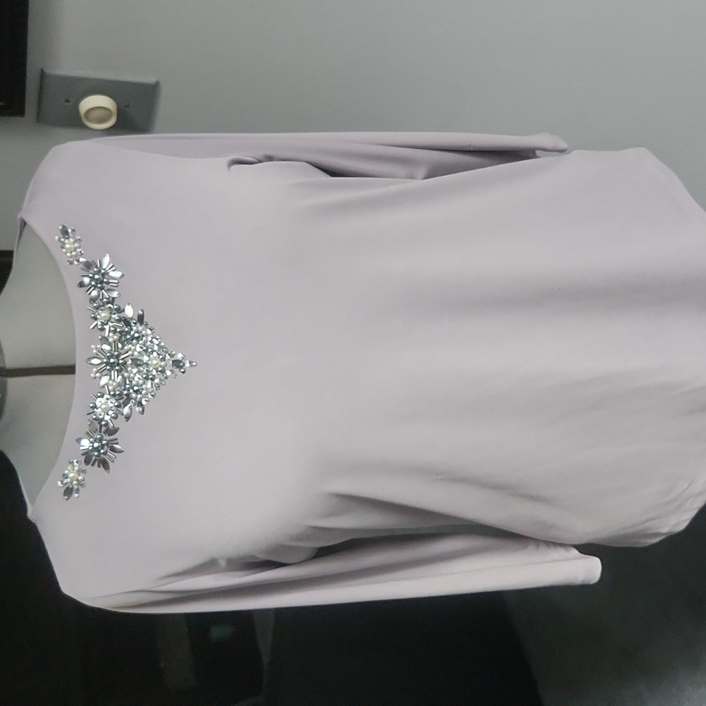 Embellished Gray Long Sleeve Top